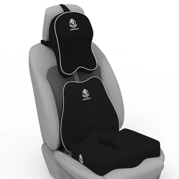 MRRON_Memory_Foam_Car_Seat_Cushion_Set_�_Lumbar_Back_Support,_Coccyx_Seat_Pad_&_Neck_Pillow_�_Ergonomic_Pain_Relief_for_Back,_Tailbone,_Sciatica_�_Ideal_for_Driving,_Office_&_Travel.