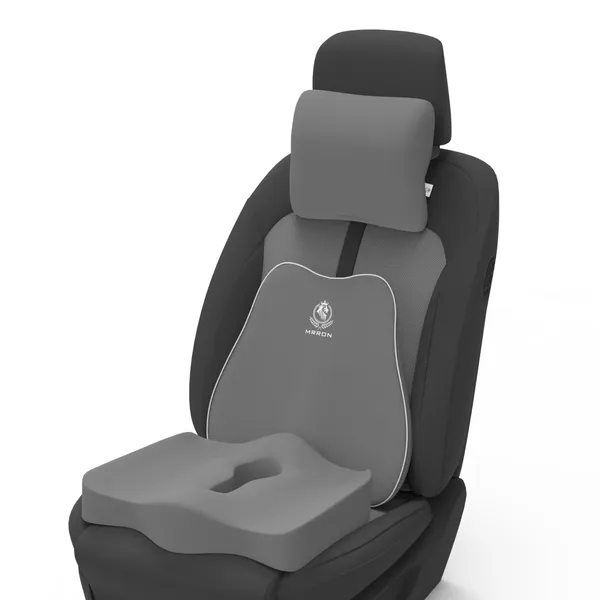 MRRON_Memory_Foam_Car_Seat_Cushion_Set_�_Lumbar_Back_Support,_Coccyx_Seat_Pad_&_Neck_Pillow_�_Ergonomic_Pain_Relief_for_Back,_Tailbone,_Sciatica_�_Ideal_for_Driving,_Office_&_Travel.