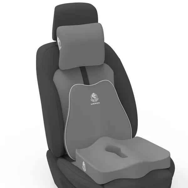 MRRON_Memory_Foam_Car_Seat_Cushion_Set_�_Lumbar_Back_Support,_Coccyx_Seat_Pad_&_Neck_Pillow_�_Ergonomic_Pain_Relief_for_Back,_Tailbone,_Sciatica_�_Ideal_for_Driving,_Office_&_Travel.