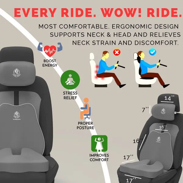 MRRON_Memory_Foam_Car_Seat_Cushion_Set_�_Lumbar_Back_Support,_Coccyx_Seat_Pad_&_Neck_Pillow_�_Ergonomic_Pain_Relief_for_Back,_Tailbone,_Sciatica_�_Ideal_for_Driving,_Office_&_Travel.
