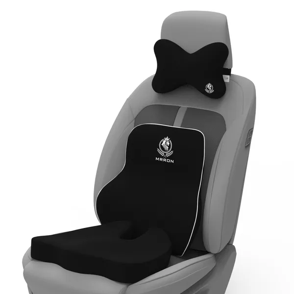 MRRON_Memory_Foam_Car_Seat_Cushion_Set_�_Lumbar_Back_Support,_Coccyx_Seat_Pad_&_Neck_Pillow_�_Ergonomic_Pain_Relief_for_Back,_Tailbone,_Sciatica_�_Ideal_for_Driving,_Office_&_Travel.