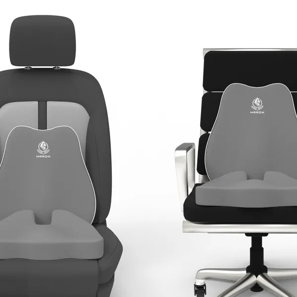 MRRON_Car_Seat_Cushion_�_2-Piece_Set_with_Back_Support_&_Coccyx_Cushion_�_Orthopedic_Support_for_Back,_Tailbone,_Sciatica_Pain_�_Ergonomic_Comfort_for_Car,_Office,_or_Home_Chair