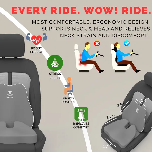 MRRON_Car_Seat_Cushion_�_2-Piece_Set_with_Back_Support_&_Coccyx_Cushion_�_Orthopedic_Support_for_Back,_Tailbone,_Sciatica_Pain_�_Ergonomic_Comfort_for_Car,_Office,_or_Home_Chair