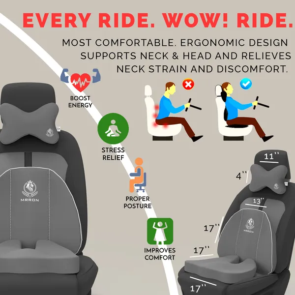MRRON_Memory_Foam_Car_Seat_Cushion_Set_�_Lumbar_Back_Support,_Coccyx_Seat_Pad_&_Neck_Pillow_�_Ergonomic_Pain_Relief_for_Back,_Tailbone,_Sciatica_�_Ideal_for_Driving,_Office_&_Travel.