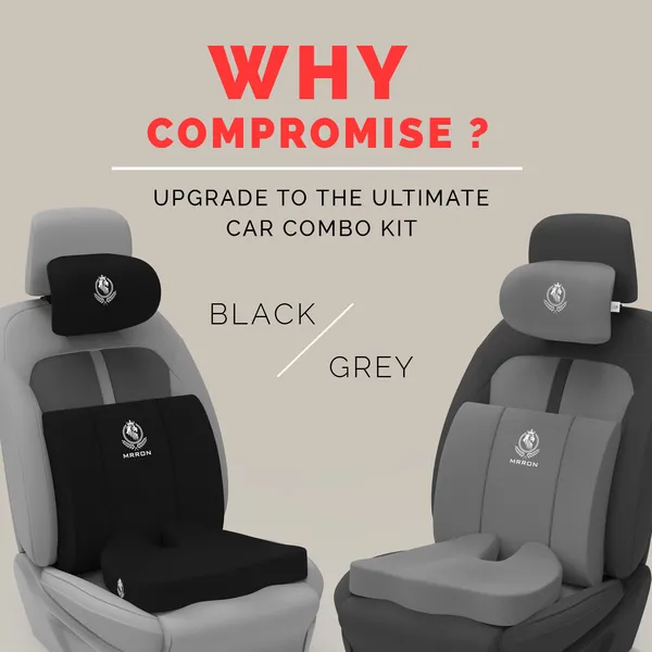 MRRON_Memory_Foam_Car_Seat_Cushion_Set_�_Lumbar_Back_Support,_Coccyx_Seat_Pad_&_Neck_Pillow_�_Ergonomic_Pain_Relief_for_Back,_Tailbone,_Sciatica_�_Ideal_for_Driving,_Office_&_Travel.