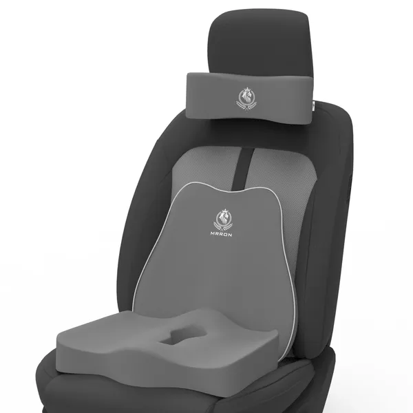 MRRON_Memory_Foam_Car_Seat_Cushion_Set_�_Lumbar_Back_Support,_Coccyx_Seat_Pad_&_Neck_Pillow_�_Ergonomic_Pain_Relief_for_Back,_Tailbone,_Sciatica_�_Ideal_for_Driving,_Office_&_Travel.