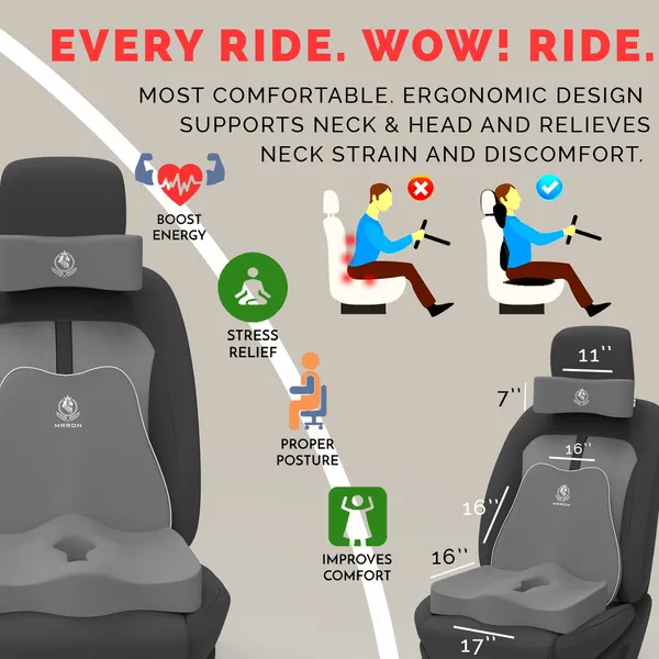 MRRON_Memory_Foam_Car_Seat_Cushion_Set_�_Lumbar_Back_Support,_Coccyx_Seat_Pad_&_Neck_Pillow_�_Ergonomic_Pain_Relief_for_Back,_Tailbone,_Sciatica_�_Ideal_for_Driving,_Office_&_Travel.