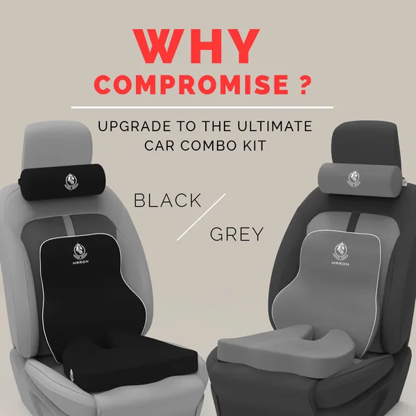 MRRON_Memory_Foam_Car_Seat_Cushion_Set_�_Lumbar_Back_Support,_Coccyx_Seat_Pad_&_Neck_Pillow_�_Ergonomic_Pain_Relief_for_Back,_Tailbone,_Sciatica_�_Ideal_for_Driving,_Office_&_Travel.