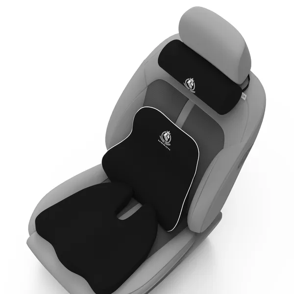 MRRON_Memory_Foam_Car_Seat_Cushion_Set_�_Lumbar_Back_Support,_Coccyx_Seat_Pad_&_Neck_Pillow_�_Ergonomic_Pain_Relief_for_Back,_Tailbone,_Sciatica_�_Ideal_for_Driving,_Office_&_Travel.