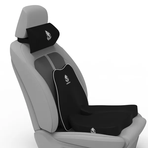 MRRON_Memory_Foam_Car_Seat_Cushion_Set_�_Lumbar_Back_Support,_Coccyx_Seat_Pad_&_Neck_Pillow_�_Ergonomic_Pain_Relief_for_Back,_Tailbone,_Sciatica_�_Ideal_for_Driving,_Office_&_Travel.
