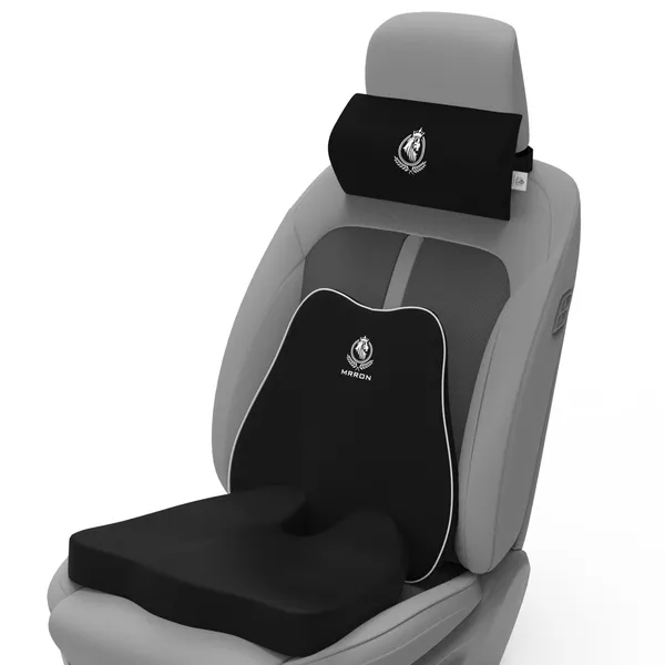 MRRON_Memory_Foam_Car_Seat_Cushion_Set_�_Lumbar_Back_Support,_Coccyx_Seat_Pad_&_Neck_Pillow_�_Ergonomic_Pain_Relief_for_Back,_Tailbone,_Sciatica_�_Ideal_for_Driving,_Office_&_Travel.