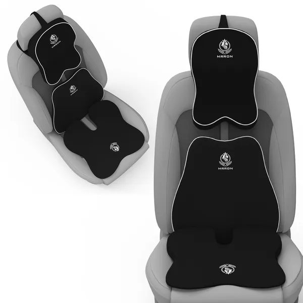 MRRON_Memory_Foam_Car_Seat_Cushion_Combo_–_Backrest,_Seat_Cushion_&_Neckrest_for_Tailbone,_Sciatica_&_Back_Pain_Relief_–_Orthopedic_Support_for_Driving,_Office_Chair.