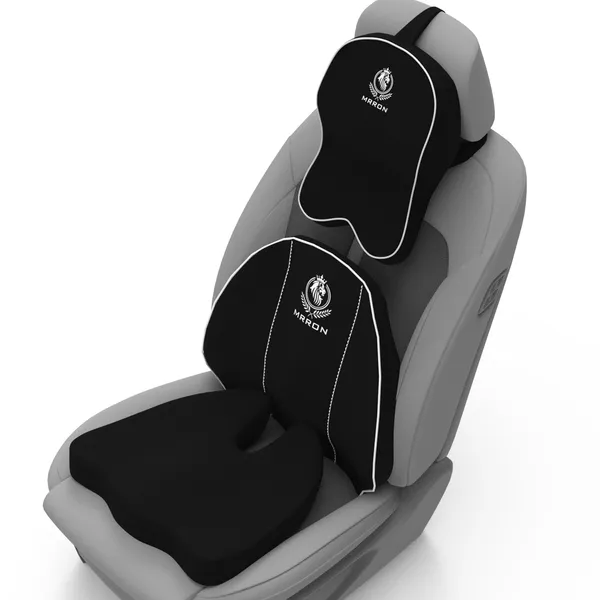 MRRON_Memory_Foam_Car_Seat_Cushion_Set_�_Lumbar_Back_Support,_Coccyx_Seat_Pad_&_Neck_Pillow_�_Ergonomic_Pain_Relief_for_Back,_Tailbone,_Sciatica_�_Ideal_for_Driving,_Office_&_Travel.