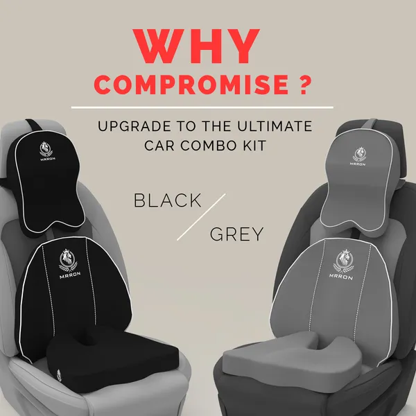 MRRON_Memory_Foam_Car_Seat_Cushion_Set_�_Lumbar_Back_Support,_Coccyx_Seat_Pad_&_Neck_Pillow_�_Ergonomic_Pain_Relief_for_Back,_Tailbone,_Sciatica_�_Ideal_for_Driving,_Office_&_Travel.