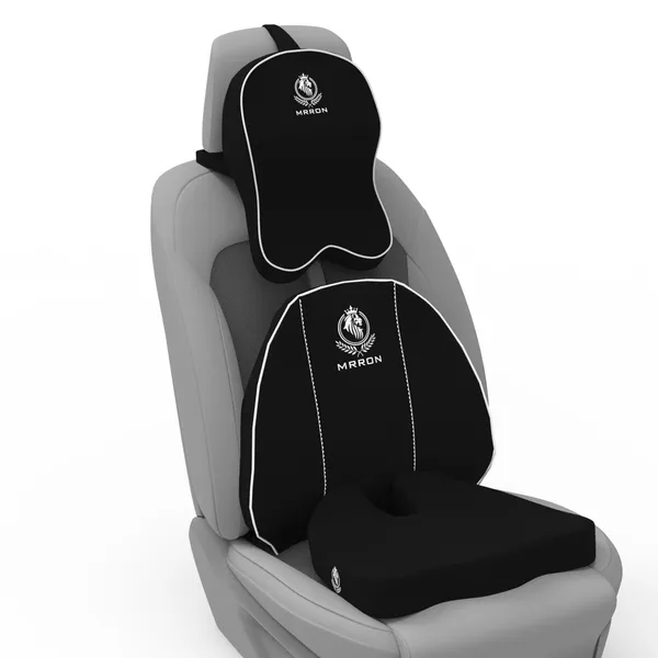 MRRON_Memory_Foam_Car_Seat_Cushion_Set_�_Lumbar_Back_Support,_Coccyx_Seat_Pad_&_Neck_Pillow_�_Ergonomic_Pain_Relief_for_Back,_Tailbone,_Sciatica_�_Ideal_for_Driving,_Office_&_Travel.