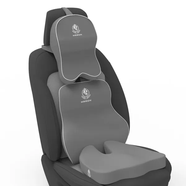 MRRON_Memory_Foam_Car_Seat_Cushion_Set_�_Lumbar_Back_Support,_Coccyx_Seat_Pad_&_Neck_Pillow_�_Ergonomic_Pain_Relief_for_Back,_Tailbone,_Sciatica_�_Ideal_for_Driving,_Office_&_Travel.