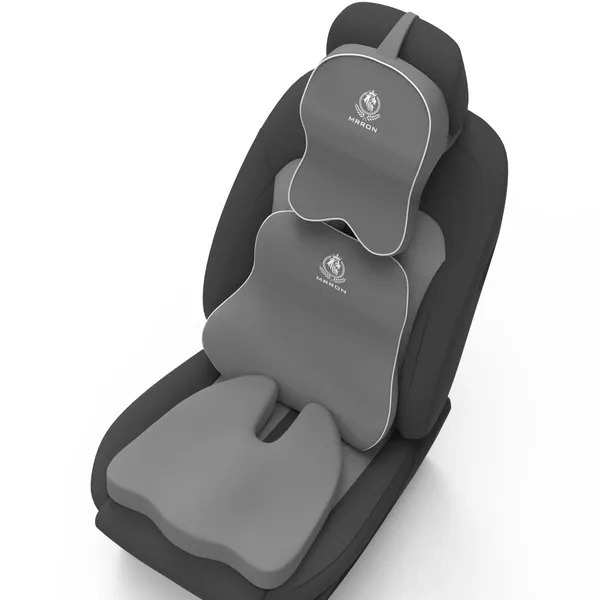 MRRON_Memory_Foam_Car_Seat_Cushion_Set_�_Lumbar_Back_Support,_Coccyx_Seat_Pad_&_Neck_Pillow_�_Ergonomic_Pain_Relief_for_Back,_Tailbone,_Sciatica_�_Ideal_for_Driving,_Office_&_Travel.