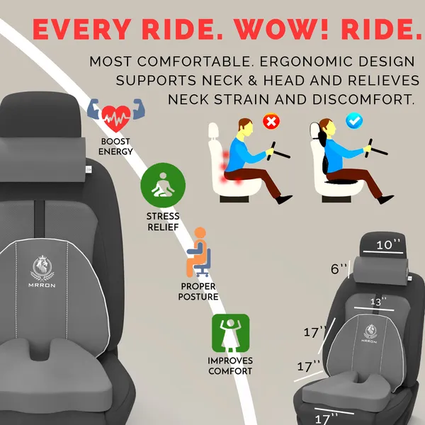 MRRON_Memory_Foam_Car_Seat_Cushion_Set_�_Lumbar_Back_Support,_Coccyx_Seat_Pad_&_Neck_Pillow_�_Ergonomic_Pain_Relief_for_Back,_Tailbone,_Sciatica_�_Ideal_for_Driving,_Office_&_Travel.