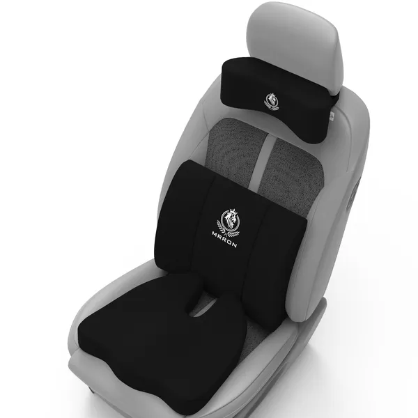 MRRON_Memory_Foam_Car_Seat_Cushion_Set_�_Lumbar_Back_Support,_Coccyx_Seat_Pad_&_Neck_Pillow_�_Ergonomic_Pain_Relief_for_Back,_Tailbone,_Sciatica_�_Ideal_for_Driving,_Office_&_Travel.