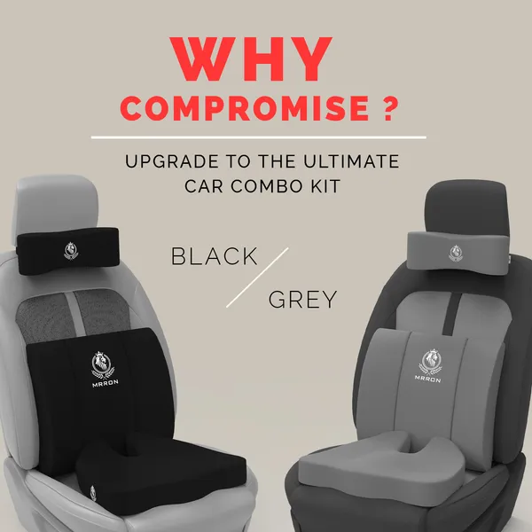 MRRON_Memory_Foam_Car_Seat_Cushion_Set_�_Lumbar_Back_Support,_Coccyx_Seat_Pad_&_Neck_Pillow_�_Ergonomic_Pain_Relief_for_Back,_Tailbone,_Sciatica_�_Ideal_for_Driving,_Office_&_Travel.