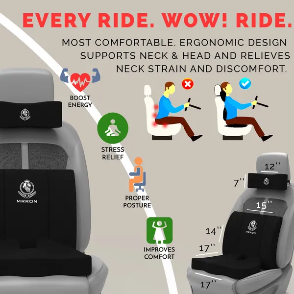 MRRON_Memory_Foam_Car_Seat_Cushion_Set_�_Lumbar_Back_Support,_Coccyx_Seat_Pad_&_Neck_Pillow_�_Ergonomic_Pain_Relief_for_Back,_Tailbone,_Sciatica_�_Ideal_for_Driving,_Office_&_Travel.
