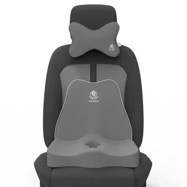 MRRON_Memory_Foam_Car_Seat_Cushion_Set_�_Lumbar_Back_Support,_Coccyx_Seat_Pad_&_Neck_Pillow_�_Ergonomic_Pain_Relief_for_Back,_Tailbone,_Sciatica_�_Ideal_for_Driving,_Office_&_Travel.