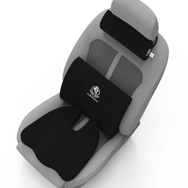 MRRON_Memory_Foam_Car_Seat_Cushion_Set_�_Lumbar_Back_Support,_Coccyx_Seat_Pad_&_Neck_Pillow_�_Ergonomic_Pain_Relief_for_Back,_Tailbone,_Sciatica_�_Ideal_for_Driving,_Office_&_Travel.