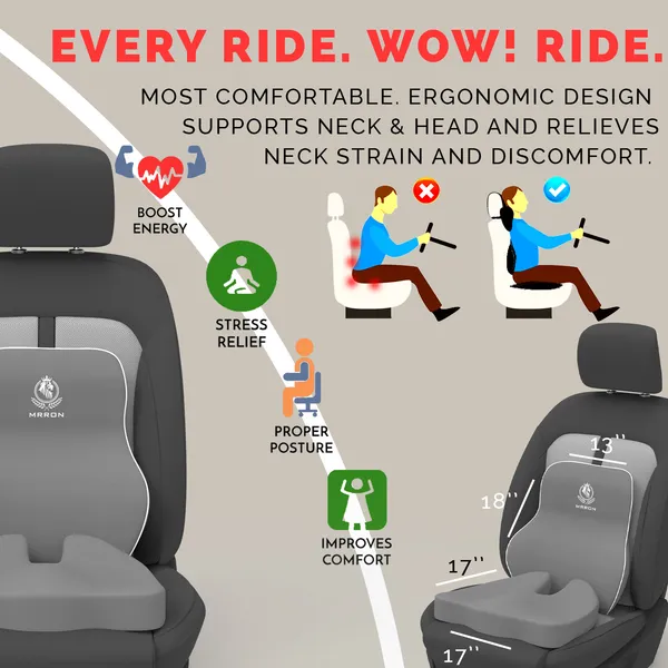 MRRON_Car_Seat_Cushion_�_2-Piece_Set_with_Back_Support_&_Coccyx_Cushion_�_Orthopedic_Support_for_Back,_Tailbone,_Sciatica_Pain_�_Ergonomic_Comfort_for_Car,_Office,_or_Home_Chair