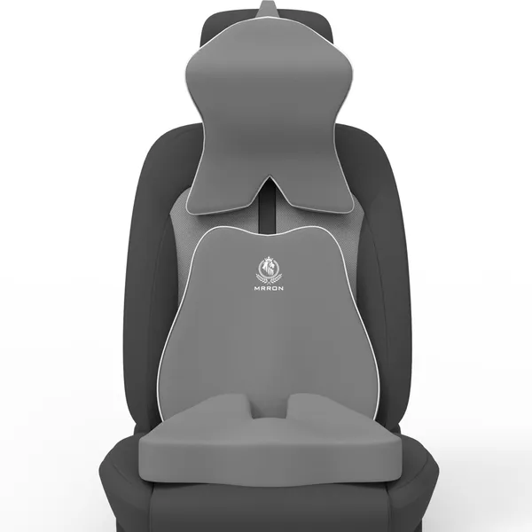 MRRON_Memory_Foam_Car_Seat_Cushion_Set_�_Lumbar_Back_Support,_Coccyx_Seat_Pad_&_Neck_Pillow_�_Ergonomic_Pain_Relief_for_Back,_Tailbone,_Sciatica_�_Ideal_for_Driving,_Office_&_Travel.