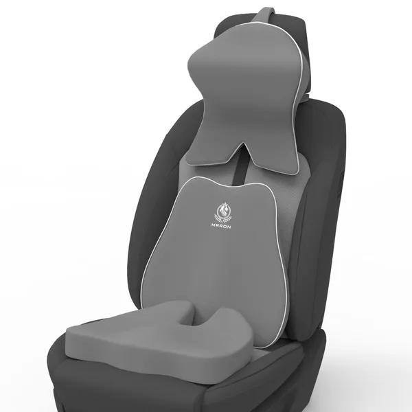 MRRON_Memory_Foam_Car_Seat_Cushion_Set_�_Lumbar_Back_Support,_Coccyx_Seat_Pad_&_Neck_Pillow_�_Ergonomic_Pain_Relief_for_Back,_Tailbone,_Sciatica_�_Ideal_for_Driving,_Office_&_Travel.