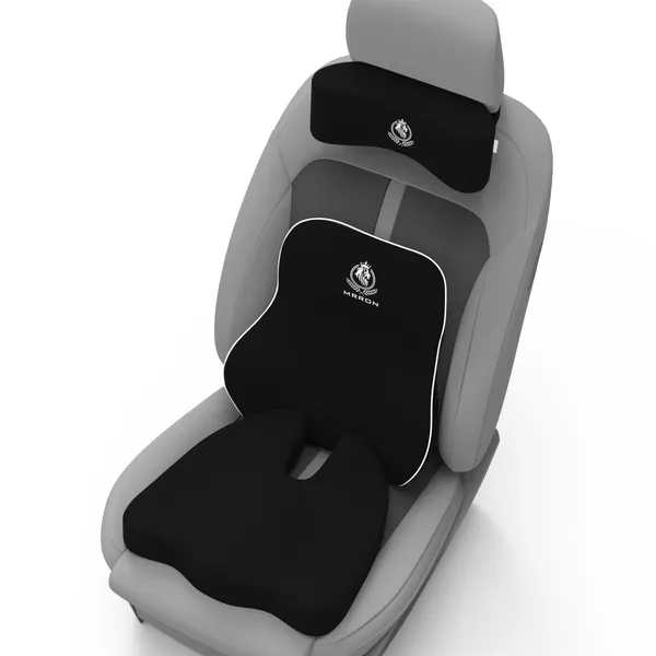MRRON_Memory_Foam_Car_Seat_Cushion_Set_�_Lumbar_Back_Support,_Coccyx_Seat_Pad_&_Neck_Pillow_�_Ergonomic_Pain_Relief_for_Back,_Tailbone,_Sciatica_�_Ideal_for_Driving,_Office_&_Travel.