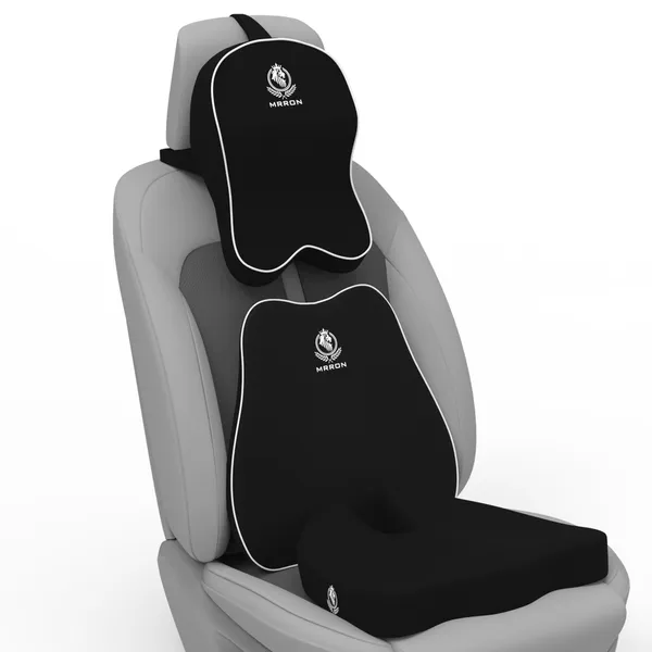 MRRON_Memory_Foam_Car_Seat_Cushion_Set_�_Lumbar_Back_Support,_Coccyx_Seat_Pad_&_Neck_Pillow_�_Ergonomic_Pain_Relief_for_Back,_Tailbone,_Sciatica_�_Ideal_for_Driving,_Office_&_Travel.