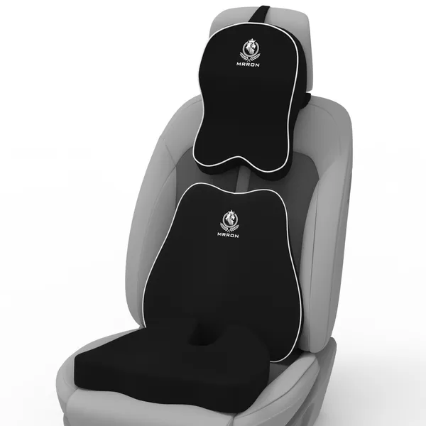 MRRON_Memory_Foam_Car_Seat_Cushion_Set_�_Lumbar_Back_Support,_Coccyx_Seat_Pad_&_Neck_Pillow_�_Ergonomic_Pain_Relief_for_Back,_Tailbone,_Sciatica_�_Ideal_for_Driving,_Office_&_Travel.