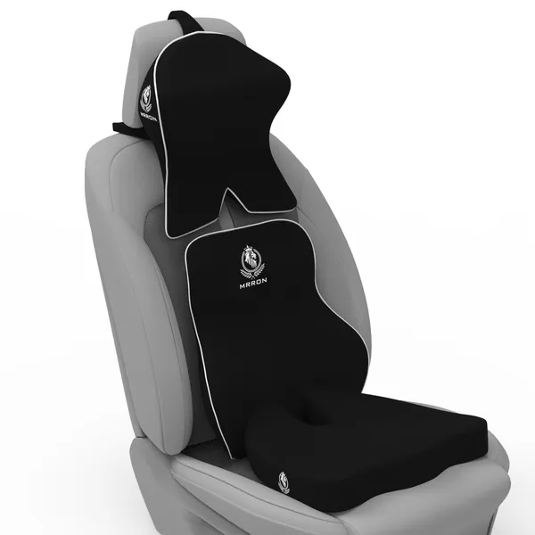 MRRON_Memory_Foam_Car_Seat_Cushion_Set_�_Lumbar_Back_Support,_Coccyx_Seat_Pad_&_Neck_Pillow_�_Ergonomic_Pain_Relief_for_Back,_Tailbone,_Sciatica_�_Ideal_for_Driving,_Office_&_Travel.