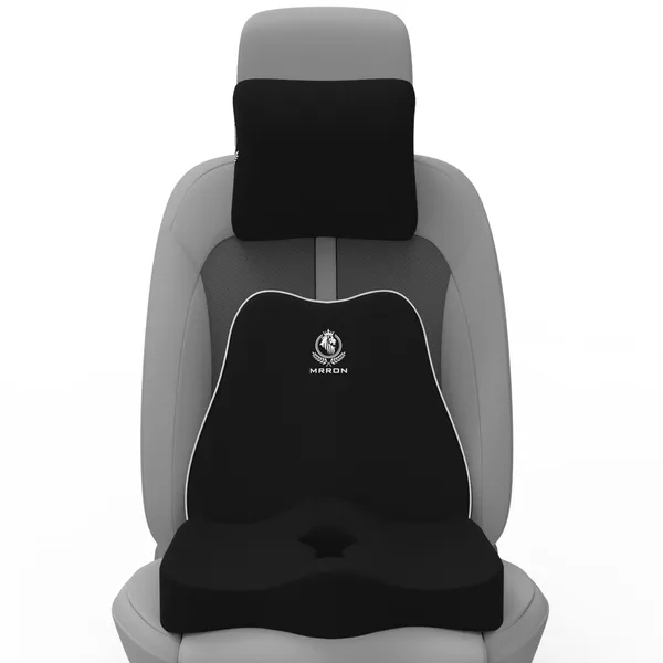 MRRON_Memory_Foam_Car_Seat_Cushion_Set_�_Lumbar_Back_Support,_Coccyx_Seat_Pad_&_Neck_Pillow_�_Ergonomic_Pain_Relief_for_Back,_Tailbone,_Sciatica_�_Ideal_for_Driving,_Office_&_Travel.
