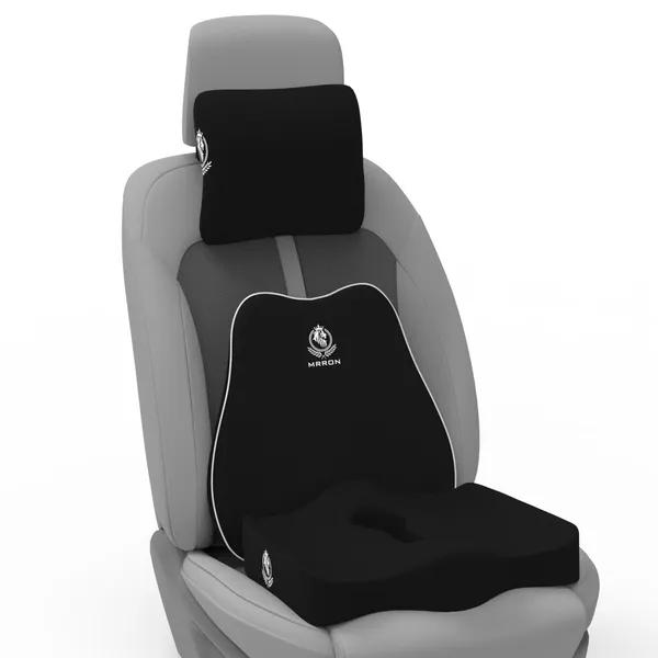 MRRON_Memory_Foam_Car_Seat_Cushion_Set_�_Lumbar_Back_Support,_Coccyx_Seat_Pad_&_Neck_Pillow_�_Ergonomic_Pain_Relief_for_Back,_Tailbone,_Sciatica_�_Ideal_for_Driving,_Office_&_Travel.