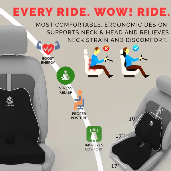 MRRON_Car_Seat_Cushion_�_2-Piece_Set_with_Back_Support_&_Coccyx_Cushion_�_Orthopedic_Support_for_Back,_Tailbone,_Sciatica_Pain_�_Ergonomic_Comfort_for_Car,_Office,_or_Home_Chair