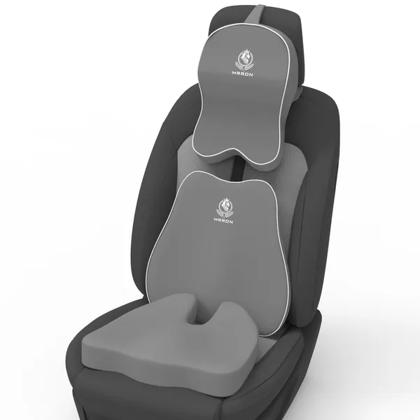 MRRON_Memory_Foam_Car_Seat_Cushion_Set_�_Lumbar_Back_Support,_Coccyx_Seat_Pad_&_Neck_Pillow_�_Ergonomic_Pain_Relief_for_Back,_Tailbone,_Sciatica_�_Ideal_for_Driving,_Office_&_Travel.