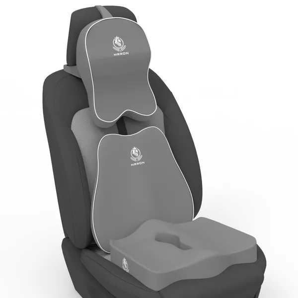 MRRON_Memory_Foam_Car_Seat_Cushion_Set_�_Lumbar_Back_Support,_Coccyx_Seat_Pad_&_Neck_Pillow_�_Ergonomic_Pain_Relief_for_Back,_Tailbone,_Sciatica_�_Ideal_for_Driving,_Office_&_Travel.