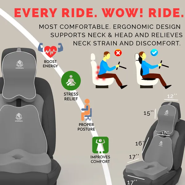 MRRON_Memory_Foam_Car_Seat_Cushion_Set_�_Lumbar_Back_Support,_Coccyx_Seat_Pad_&_Neck_Pillow_�_Ergonomic_Pain_Relief_for_Back,_Tailbone,_Sciatica_�_Ideal_for_Driving,_Office_&_Travel.