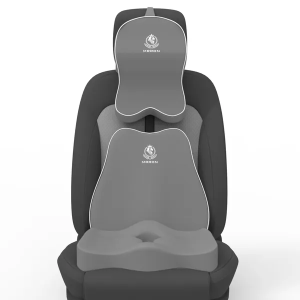 MRRON_Memory_Foam_Car_Seat_Cushion_Set_�_Lumbar_Back_Support,_Coccyx_Seat_Pad_&_Neck_Pillow_�_Ergonomic_Pain_Relief_for_Back,_Tailbone,_Sciatica_�_Ideal_for_Driving,_Office_&_Travel.
