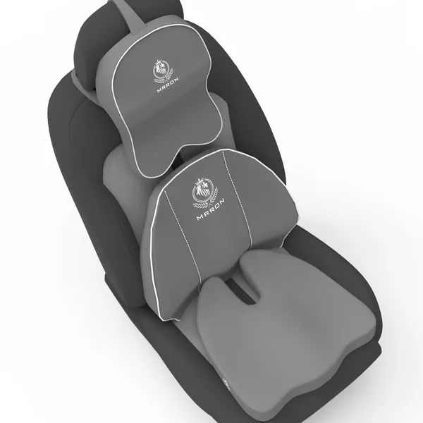 MRRON_Memory_Foam_Car_Seat_Cushion_Set_�_Lumbar_Back_Support,_Coccyx_Seat_Pad_&_Neck_Pillow_�_Ergonomic_Pain_Relief_for_Back,_Tailbone,_Sciatica_�_Ideal_for_Driving,_Office_&_Travel.