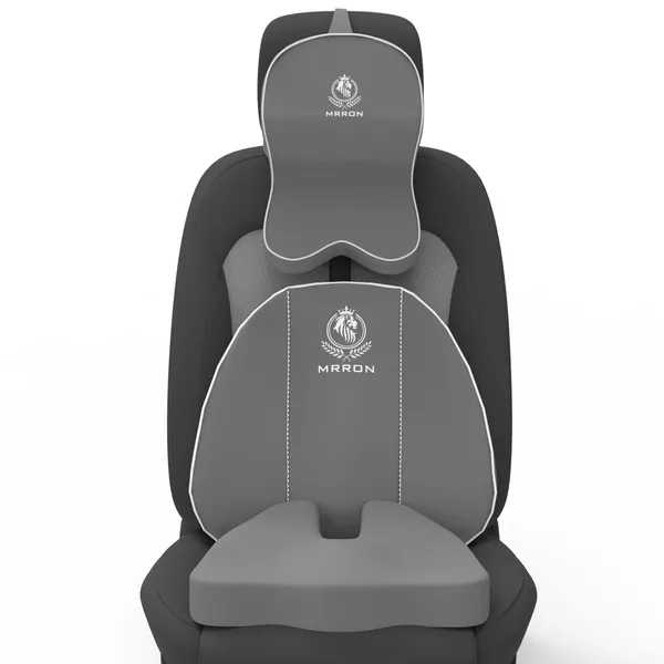 MRRON_Memory_Foam_Car_Seat_Cushion_Set_�_Lumbar_Back_Support,_Coccyx_Seat_Pad_&_Neck_Pillow_�_Ergonomic_Pain_Relief_for_Back,_Tailbone,_Sciatica_�_Ideal_for_Driving,_Office_&_Travel.