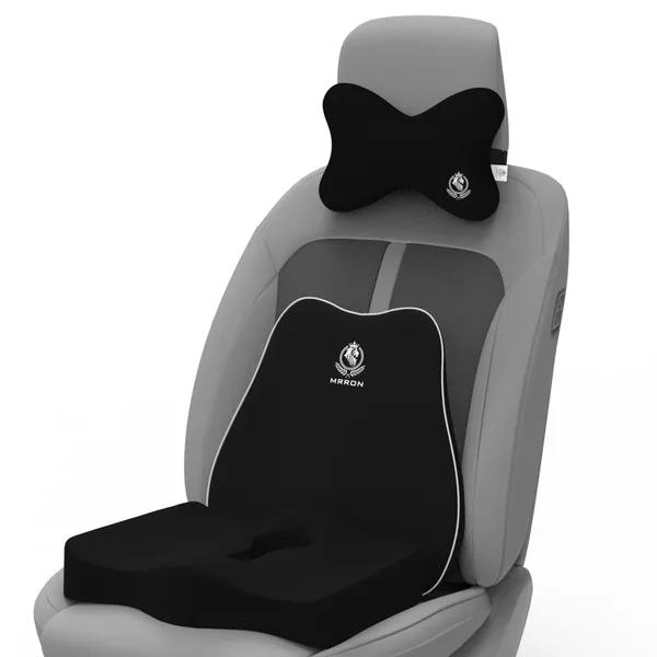 MRRON_Memory_Foam_Car_Seat_Cushion_Set_�_Lumbar_Back_Support,_Coccyx_Seat_Pad_&_Neck_Pillow_�_Ergonomic_Pain_Relief_for_Back,_Tailbone,_Sciatica_�_Ideal_for_Driving,_Office_&_Travel.