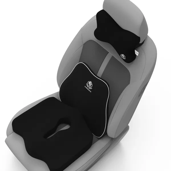MRRON_Memory_Foam_Car_Seat_Cushion_Set_�_Lumbar_Back_Support,_Coccyx_Seat_Pad_&_Neck_Pillow_�_Ergonomic_Pain_Relief_for_Back,_Tailbone,_Sciatica_�_Ideal_for_Driving,_Office_&_Travel.