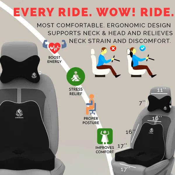 MRRON_Memory_Foam_Car_Seat_Cushion_Set_�_Lumbar_Back_Support,_Coccyx_Seat_Pad_&_Neck_Pillow_�_Ergonomic_Pain_Relief_for_Back,_Tailbone,_Sciatica_�_Ideal_for_Driving,_Office_&_Travel.
