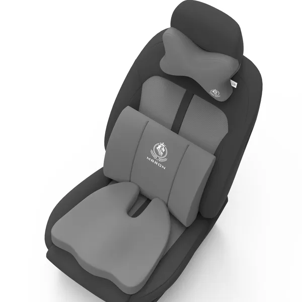 MRRON_Memory_Foam_Car_Seat_Cushion_Set_�_Lumbar_Back_Support,_Coccyx_Seat_Pad_&_Neck_Pillow_�_Ergonomic_Pain_Relief_for_Back,_Tailbone,_Sciatica_�_Ideal_for_Driving,_Office_&_Travel.