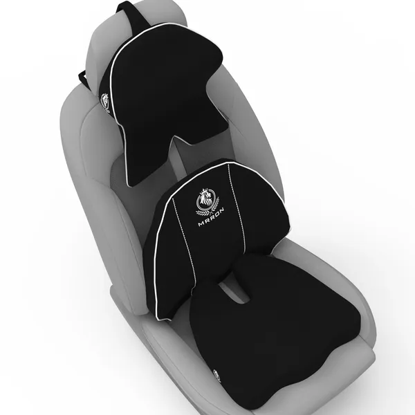 MRRON_Memory_Foam_Car_Seat_Cushion_Set_�_Lumbar_Back_Support,_Coccyx_Seat_Pad_&_Neck_Pillow_�_Ergonomic_Pain_Relief_for_Back,_Tailbone,_Sciatica_�_Ideal_for_Driving,_Office_&_Travel.