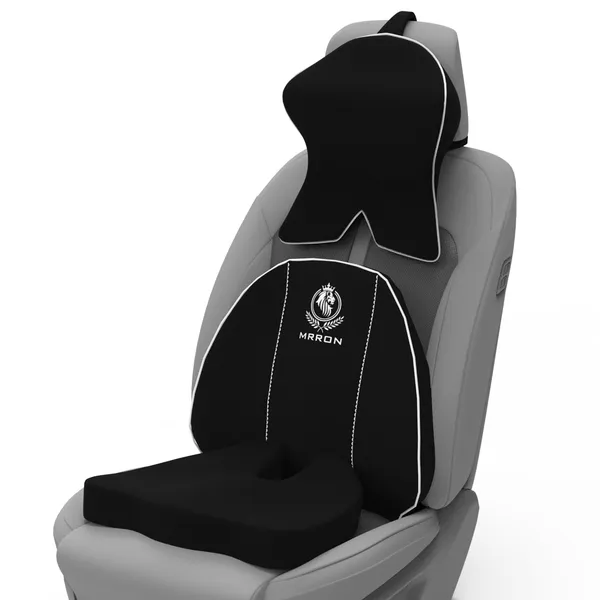 MRRON_Memory_Foam_Car_Seat_Cushion_Set_�_Lumbar_Back_Support,_Coccyx_Seat_Pad_&_Neck_Pillow_�_Ergonomic_Pain_Relief_for_Back,_Tailbone,_Sciatica_�_Ideal_for_Driving,_Office_&_Travel.