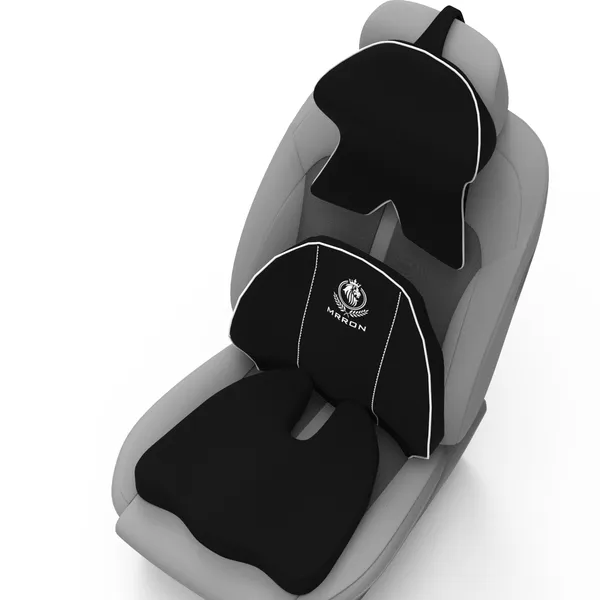 MRRON_Memory_Foam_Car_Seat_Cushion_Set_�_Lumbar_Back_Support,_Coccyx_Seat_Pad_&_Neck_Pillow_�_Ergonomic_Pain_Relief_for_Back,_Tailbone,_Sciatica_�_Ideal_for_Driving,_Office_&_Travel.
